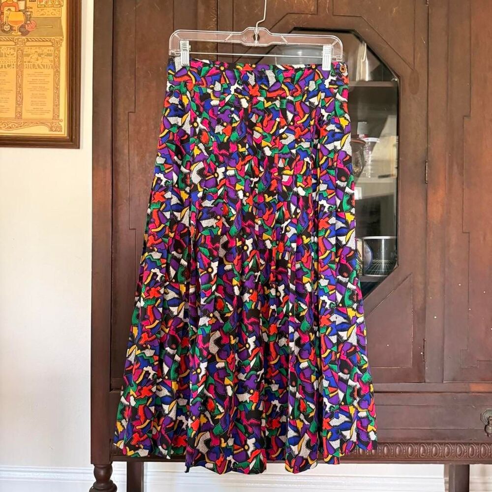 Vintage Abstract Pleated Midi Skirt | Chaus